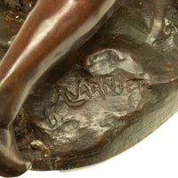 Antique French Art Deco Bronze Sculpture Native American Indian Hunter Scout by René-André Varnier, Circa 1920