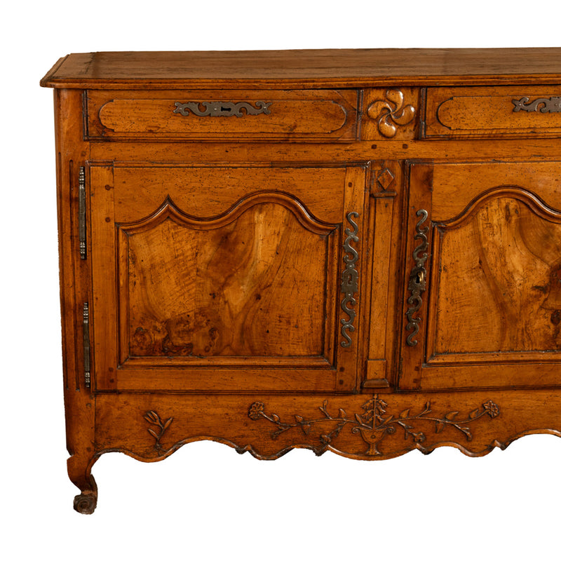 Antique 18th C French Provincial Louis XV Carved Walnut Sideboard Buffet 1780