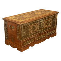 Antique 19thC Zanzibar Omani Teak & Brass Stud & Copper Clad Dowry Chest 1890