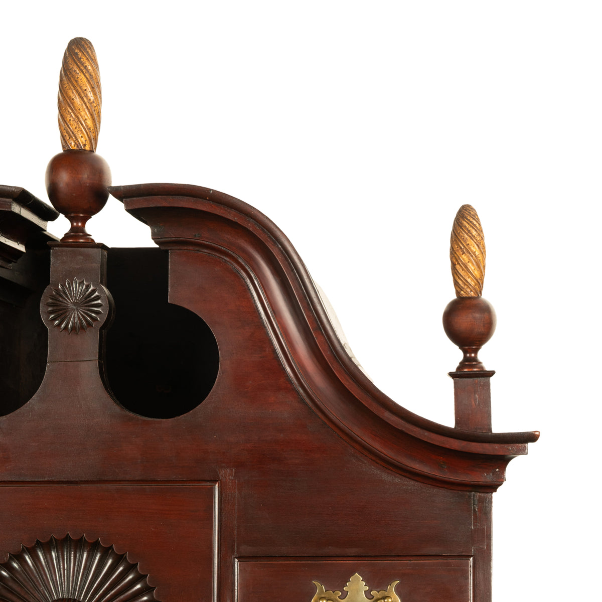 Antique 18thC American Federal Queen Anne Mahogany Bonnet-Top Highboy Salem Massachusetts 1790