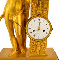 Antique French Gilt Bronze Empire Neoclassical Statue Clock by Rabiat Paris 1810