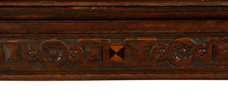Antique 16th C Elizabethan Tudor Inlaid Oak Carved Court Cupboard Cabinet 1580