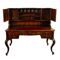 Antique French Carved Rosewood Louis Philippe Rococo Desk Bureau Writing Table Circa 1850