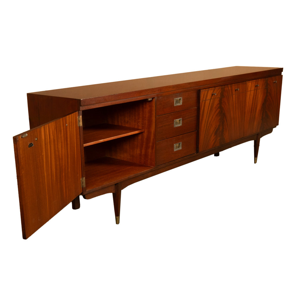 Mid Century Modern Danish Style Teak Mahogany Long Credenza Fully Restored 1966