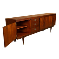 Mid Century Modern Danish Style Teak Mahogany Long Credenza Fully Restored 1966