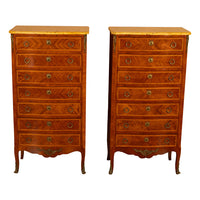 Pair Antique French Semainier Ormolu Marble Chests of Drawers by Kahn & Cie 1895