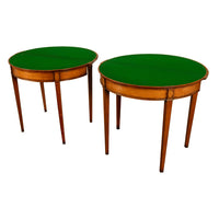 Antique Pair of Georgian Demi-lune Inlaid Mahogany & Stainwood Card Tables 1780 Ex-Christies