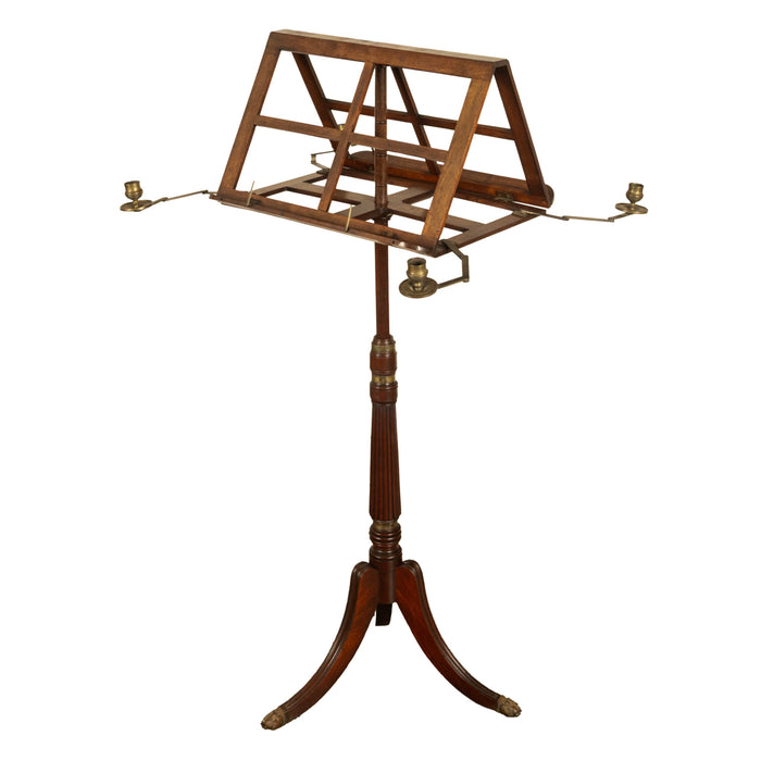 Antique Georgian Brass-Mounted Candle Sconces Mahogany Duet Music Stand 1790