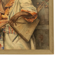 Antique 19thC Spanish Orientalist Painting North African Arab Berber Musician by Antonio Rivas, 1880