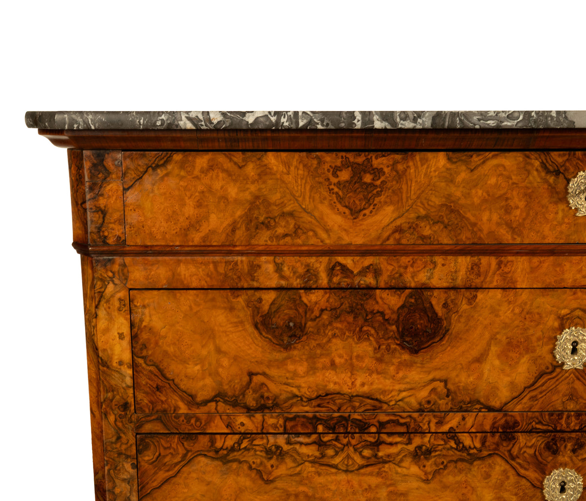 Antique French Walnut & Marble Louis-Philippe Walnut Commode Chest Drawers 1840
