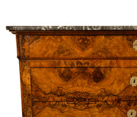 Antique French Walnut & Marble Louis-Philippe Walnut Commode Chest Drawers 1840