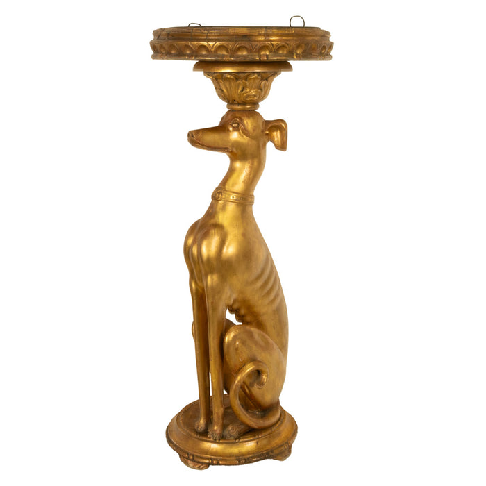 Antique French 18th Century Louis XVI Carved Gilt-Wood Greyhound Dog Jardinière Stand 1780
