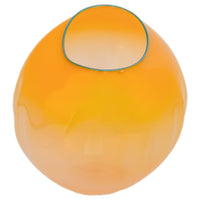Dale Chihuly Hand-Blown Mango & Teal Lip Glass Basket Sculpture Signed & Dated, 2000
