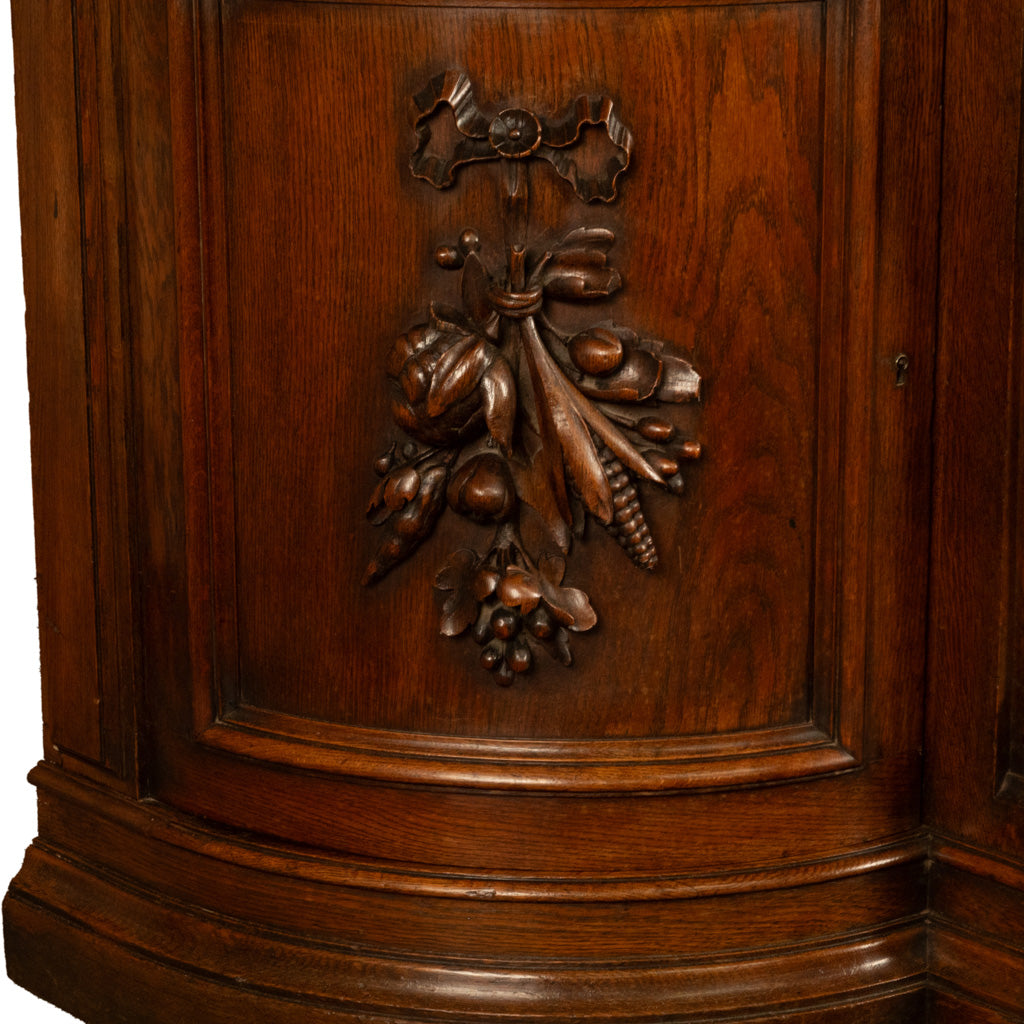 Antique 19thC French Black Forest Carved Oak Hunt Buffet Sideboard Bar 1870