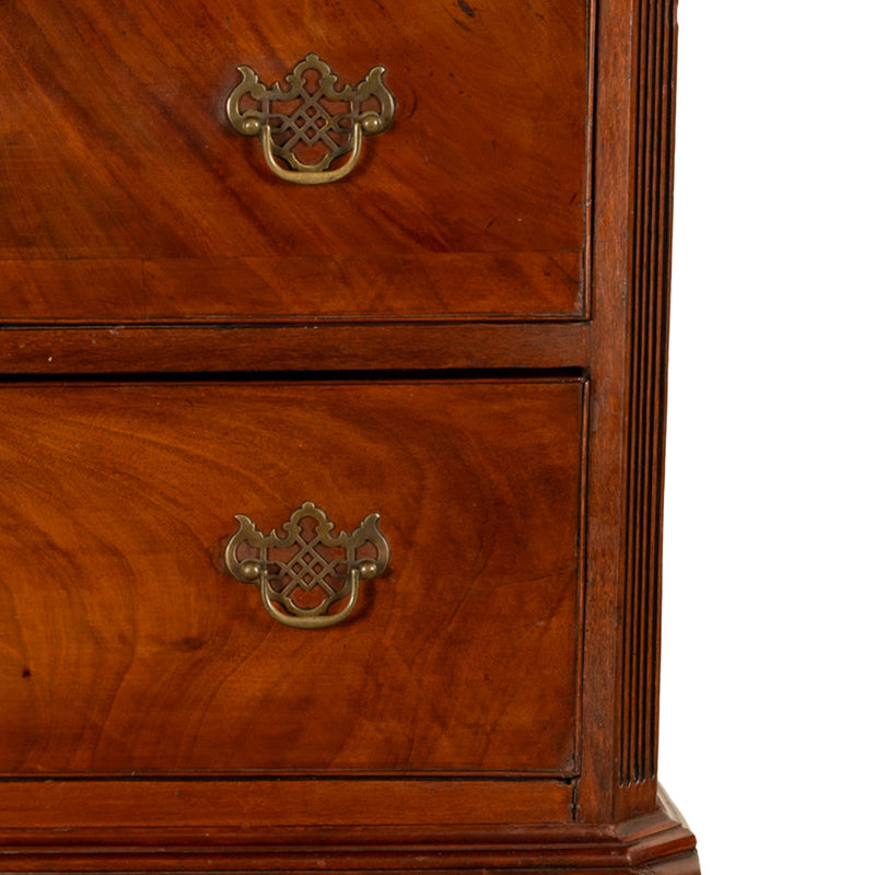 Antique 18th Century Georgian Flame Mahogany Chest on Chest Highboy Dresser 1780