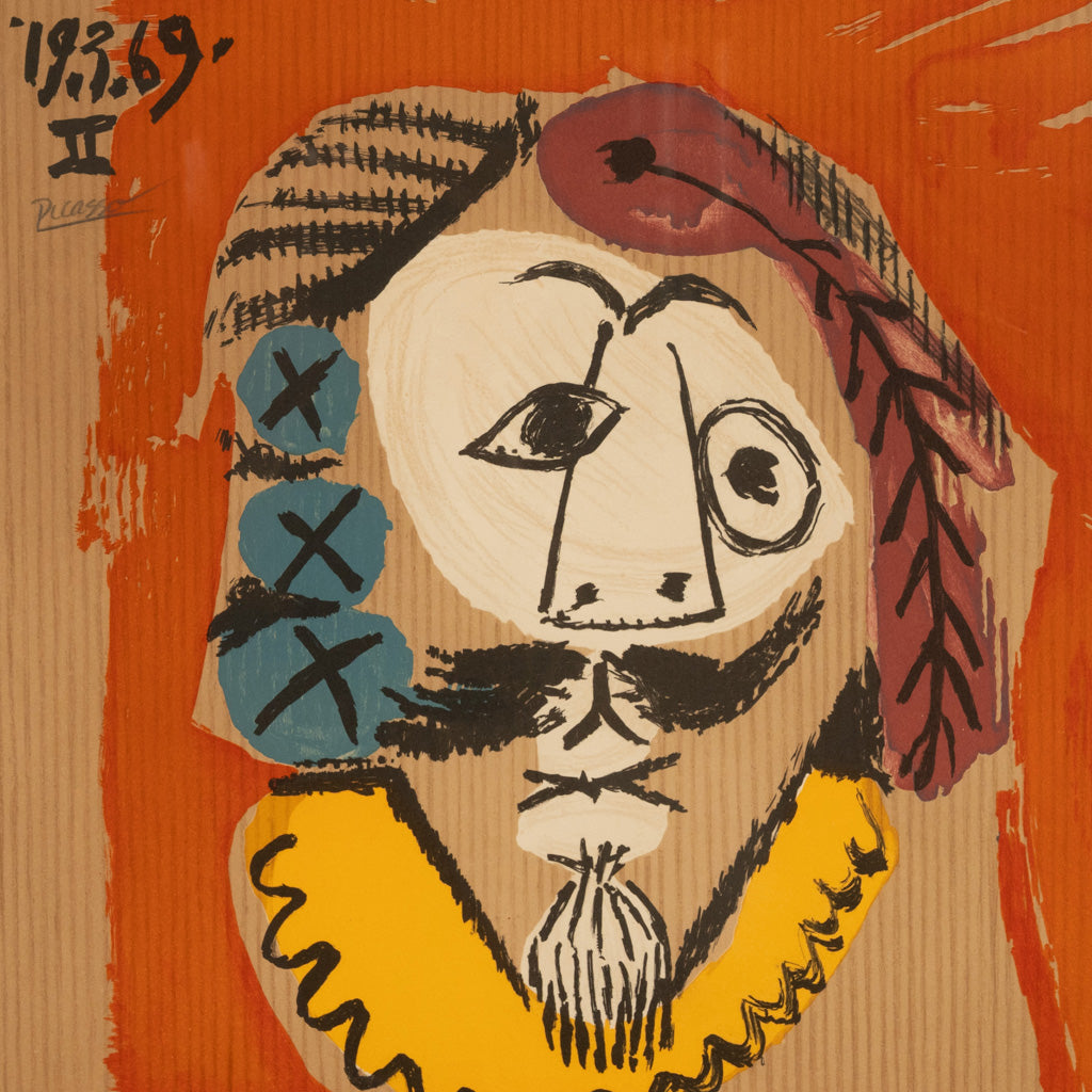 Original Colored Cubist Imaginary Portrait Signed Numbered by Pablo Picasso, 1969 with Marcel Salinas Letter