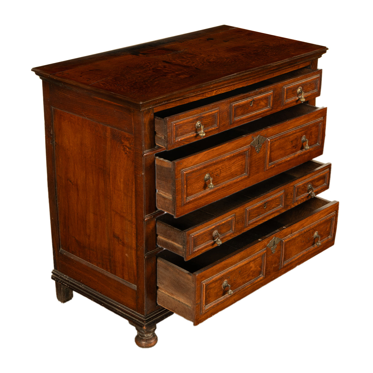 Antique English Country 17th Century Jacobean Charles II Oak Chest Drawers 1680