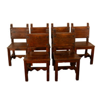 Antique Spanish Colonial Hacienda Walnut Talavera Tile Top Table Six Chairs 1890