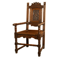 Antique Welsh Carved Oak Eisteddfod Bardic Chair Newmarket Trelawnyd Wales 1901