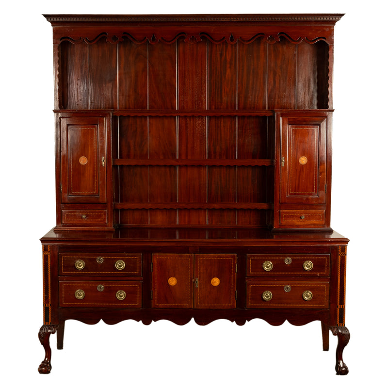 red mahogany dresser Antique Georgian Chippendale Carved Inlaid Mahogany Welsh Dresser & Pl – BLOOMSBURY FINE ART & ANTIQUES