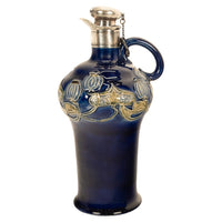 Antique Art Nouveau Royal Doulton Lambeth Whiskey Jug Silver Mounts London 1903