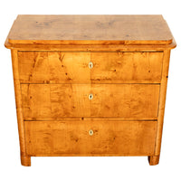 Antique Golden Birch Biedermeier 3 Drawer Commode Chest of Drawers Austrian 1840