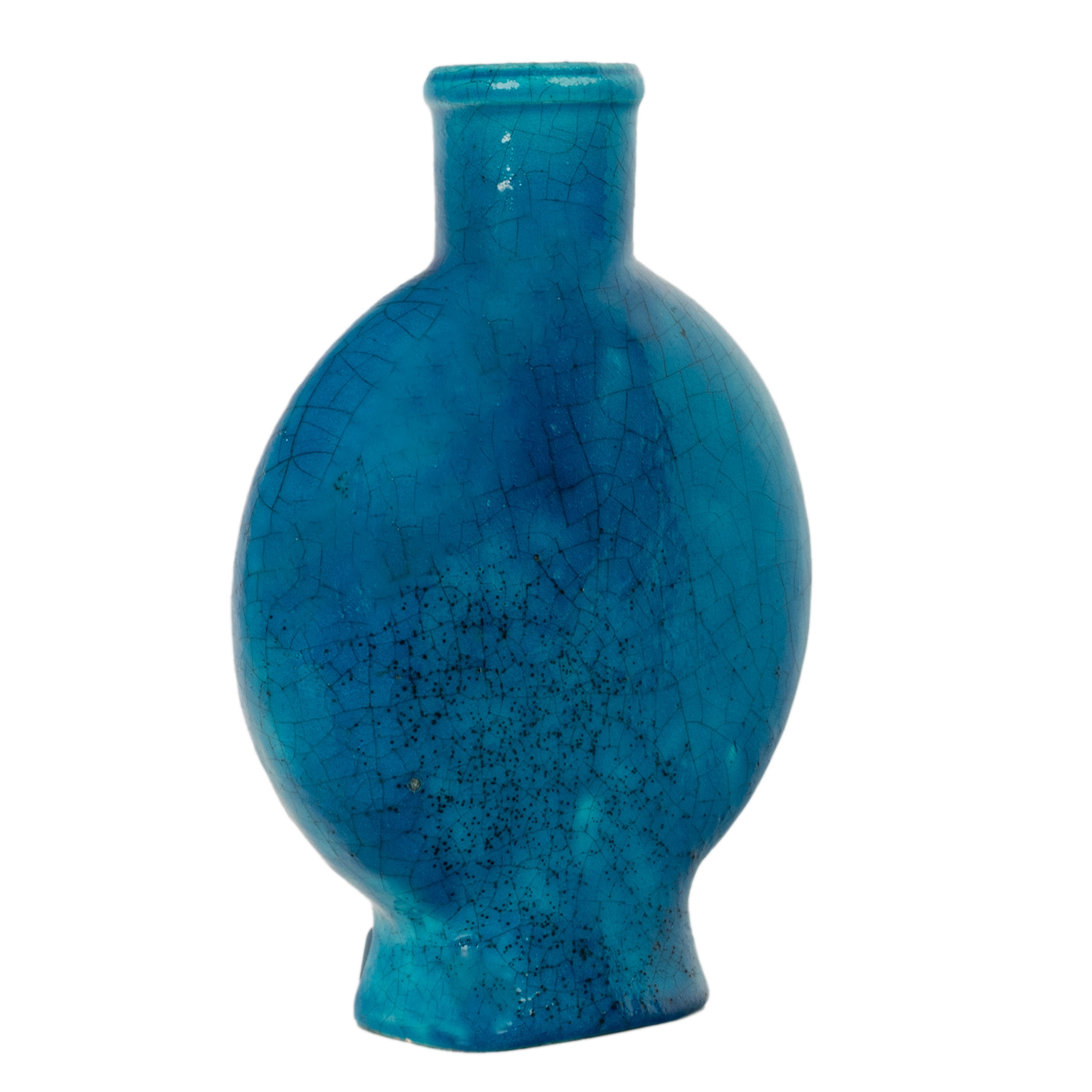 Antique French Art Deco Turquoise Blue Pottery Vase Edmond