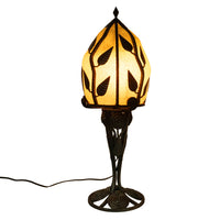 Large Antique French Art Deco Daum Glass & Edgar Brandt Iron Table Lamp 1920s