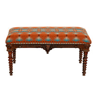 Antique American Renaissance Revival Window Music Bench Seat Pendleton Wool 1870