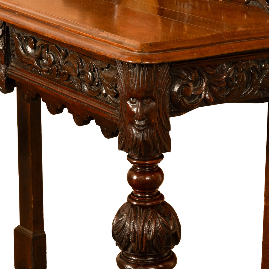 Antique Carved Oak Hall Table Skipworth Family Painted Royal Coat of Arms 1860