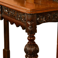 Antique Carved Oak Hall Table Skipworth Family Painted Royal Coat of Arms 1860