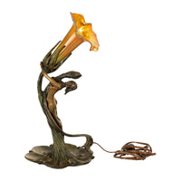 Antique Art Nouveau Austrian Bronze Figural Lamp Loetz Glass Gustav Gurschner, 1905