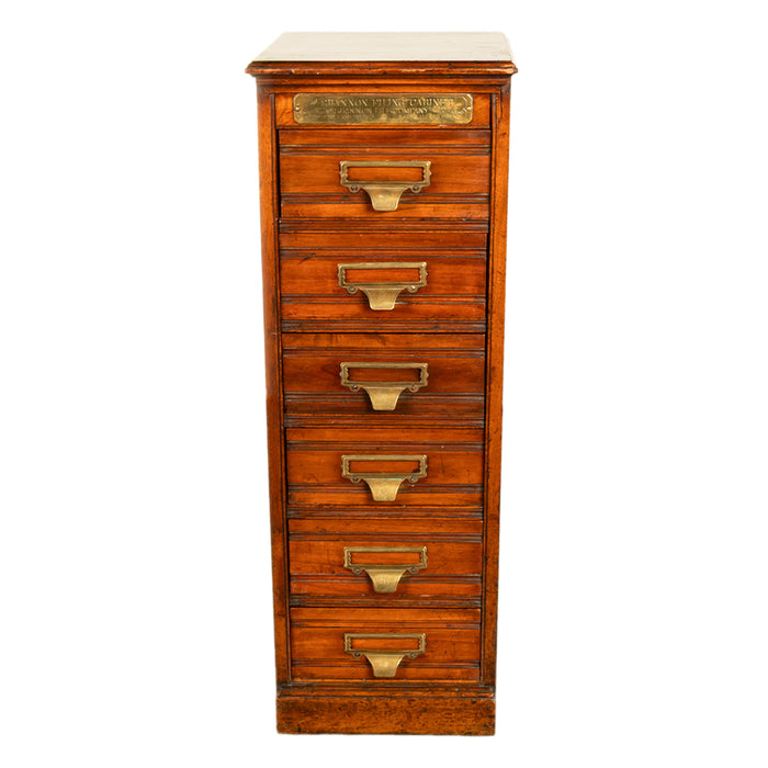 Antique Edwardian Walnut Six Drawer Shannon Filing Cabinet Co New York 1910