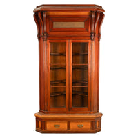 Antique Monumental Victorian Mansion Eastlake Fir Corner Cupboard Cabinet Oregon,  circa 1882