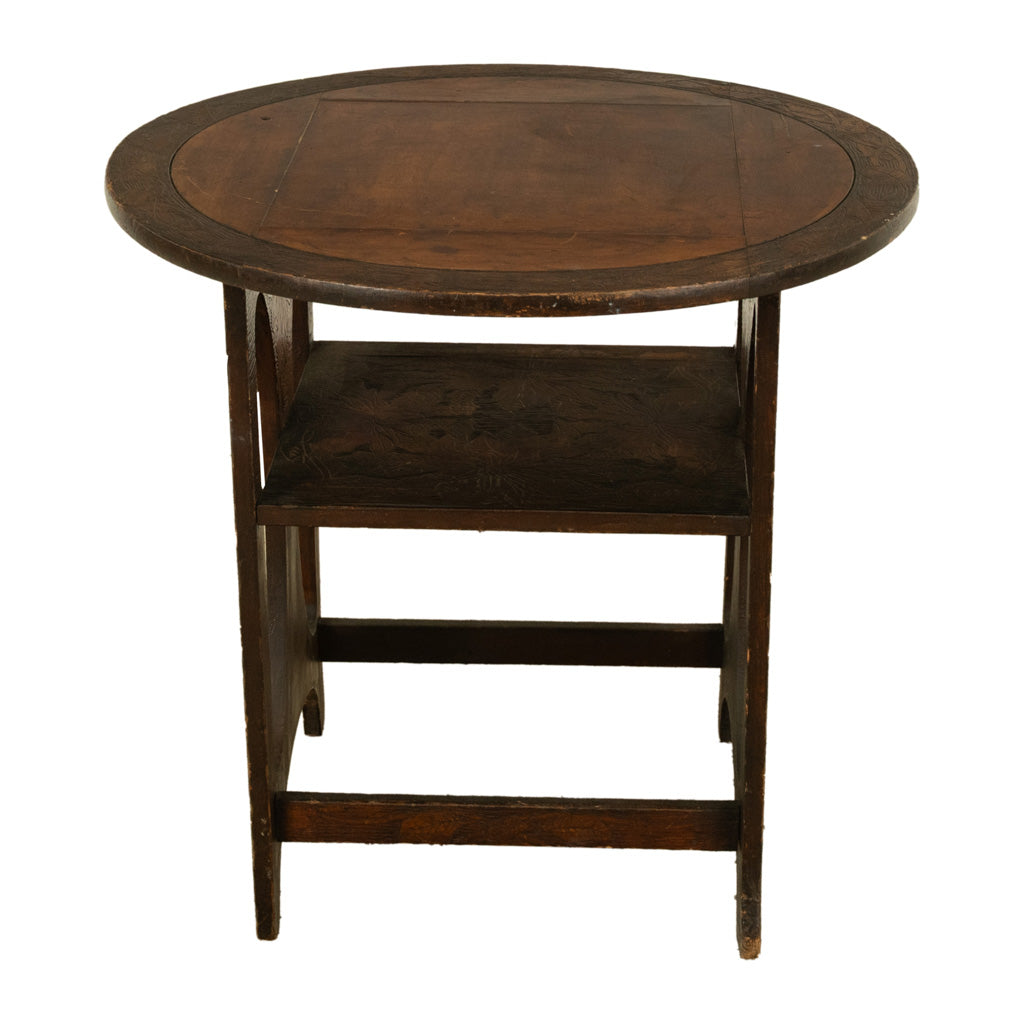 Antique Folk Art Poker Work Arts & Crafts Monks Bench Table Chair New York 1900