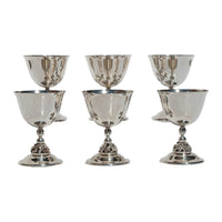 Set of Six Mid Century Modern Alphonse La Paglia Sterling Silver Wine Goblets