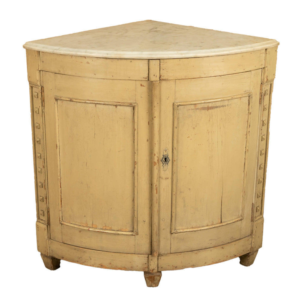 Antique 18thC Swedish Painted Gustavian Marble Top Corner Cupboard Cabinet 1780