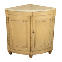 Antique 18thC Swedish Painted Gustavian Marble Top Corner Cupboard Cabinet 1780