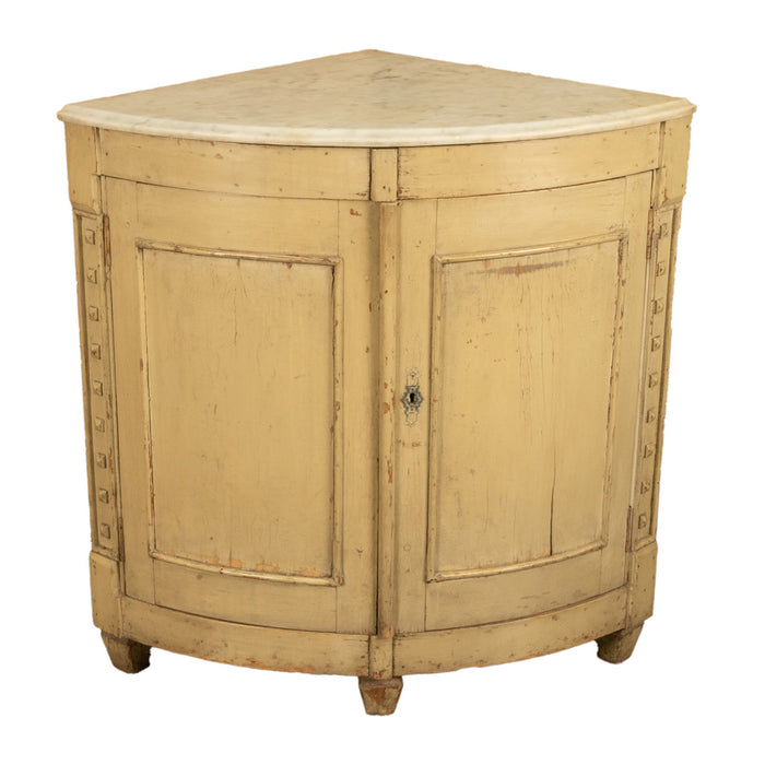 Antique 18thC Swedish Painted Gustavian Marble Top Corner Cupboard Cabinet 1780