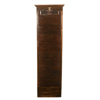 Antique Tall Spanish Walnut Tambor Roll Down Filing Cabinet "Muebles Rex" Madrid Circa 1910