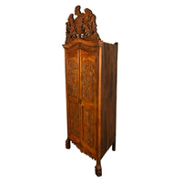 Antique 18th Century Carved Walnut Corner Cabinet Spainish Royal Coat of Arms