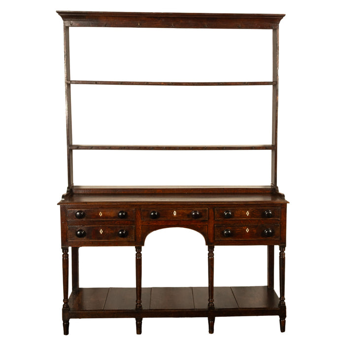 Antique 18th C George III Country Welsh Oak Dresser Plate Rack & Pot Board 1790