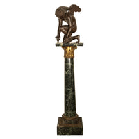 Monumental Antique French Bronze Sculpture Statue Cupid & Marble Ormolu Pedestal by Antoine-Denis Chaudet, 1870