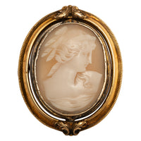 Antique 10K Gold Victorian Swivel Mourning Cameo Brooch Locket Tooth & Hair 1860