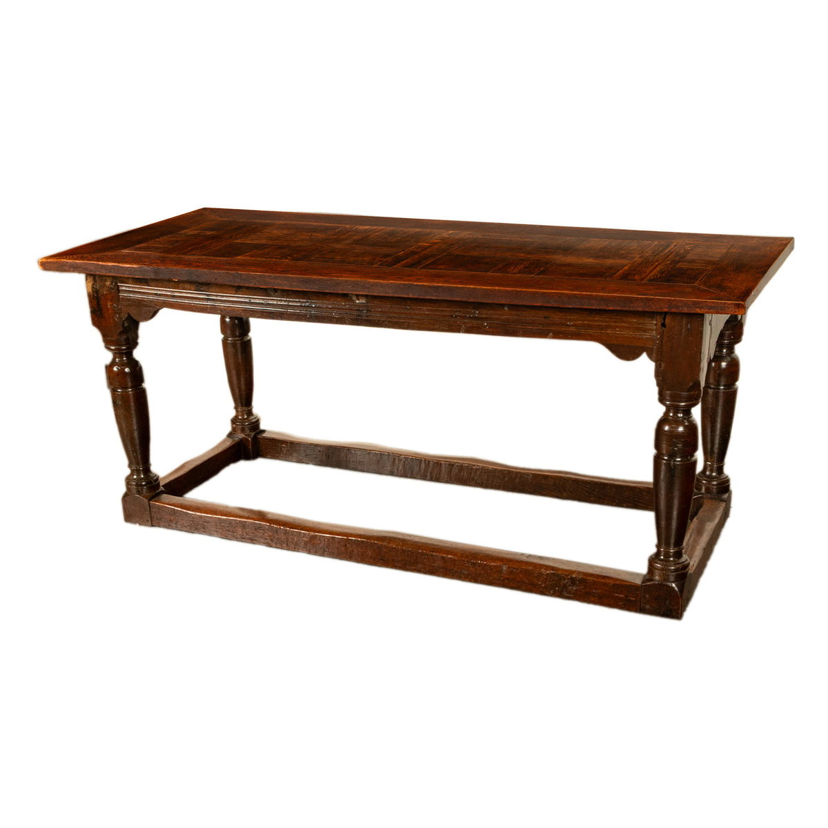 Antique 18th Century French Oak Country Parquetry Refectory Dining Table 1680