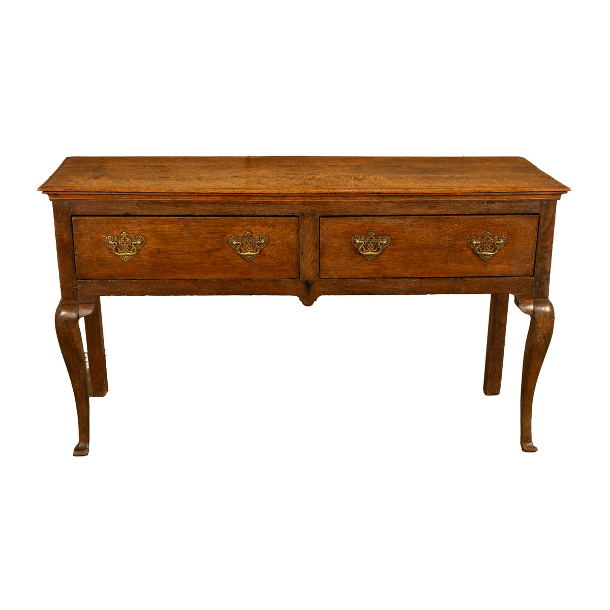 Antique 18thC Georgian Oak Welsh Two Drawer Dresser Base Server Side Table 1760
