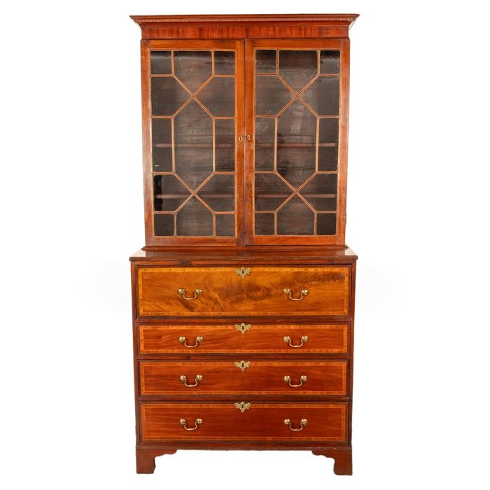 Antique Georgian Inlaid Mahogany Bureau Bookcase Butler's Secretary Desk 1780