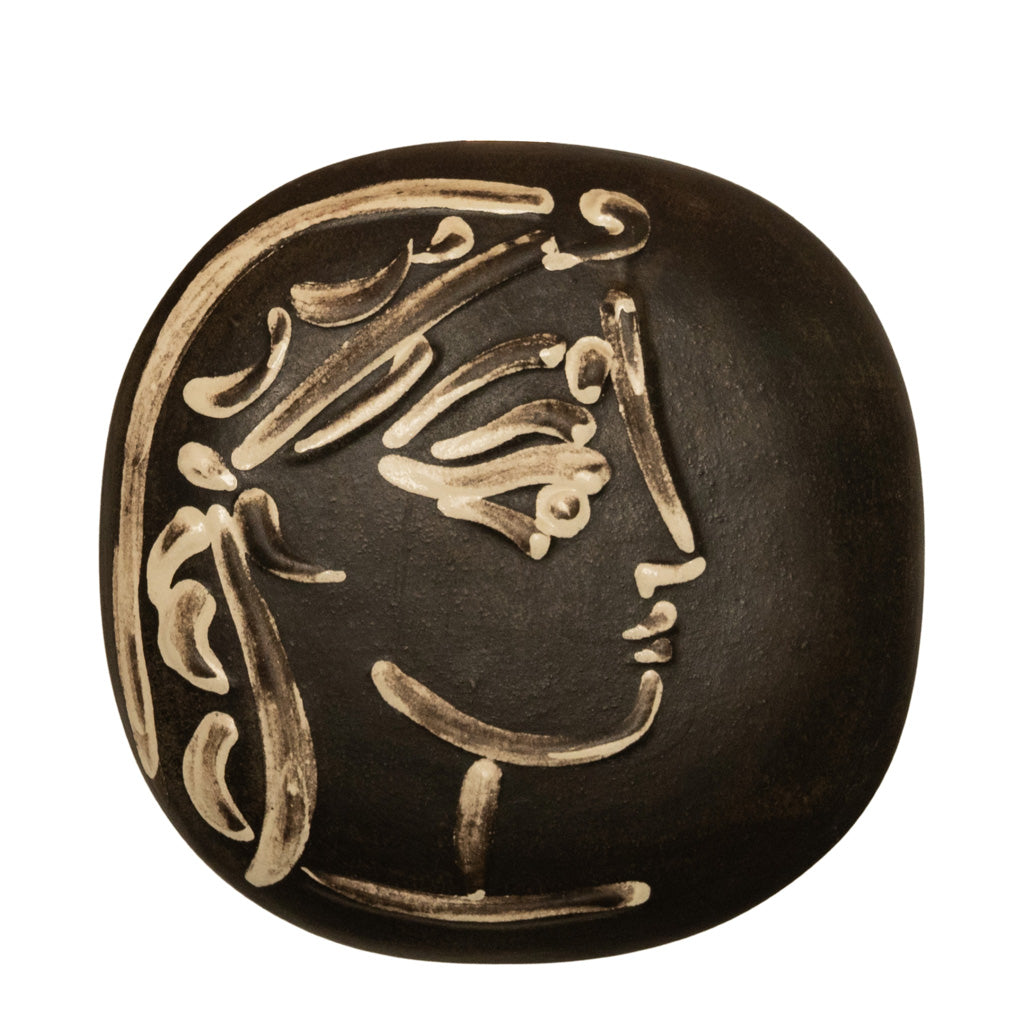 'Profil de Jacqueline' Ceramic Convex Madoura Pottery Wall Plaque A. Ramie 383 by Pablo Picasso, 1956