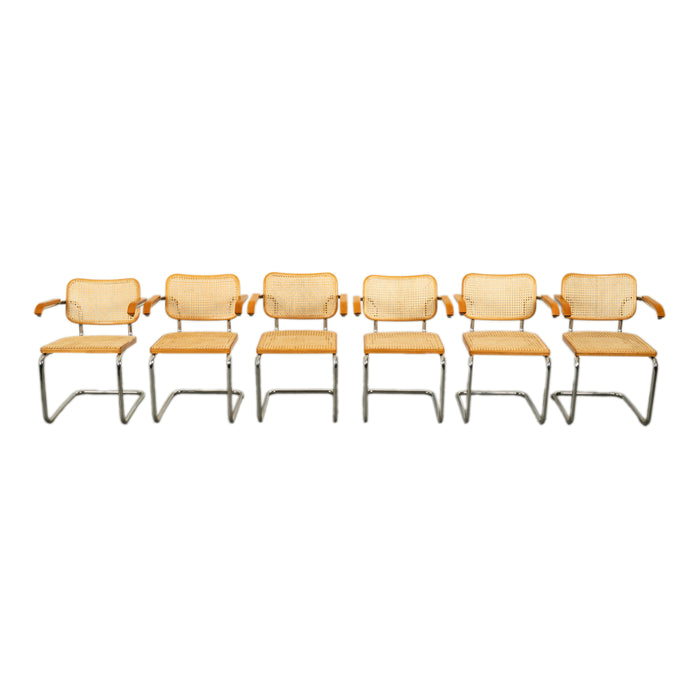 Set Six Marcel Breuer Mid Century Modern Cesca Chairs Knoll International 1973