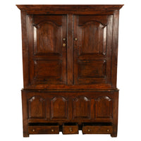 Antique 18th Century Welsh Oak Press Livery Housekeepers Cupboard Cabinet 1750